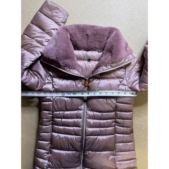 Save The Duck Womens Puffer Coat Ultra Light Jacket Faux Fur Collar $250 size 10 - Picture 5 of 12